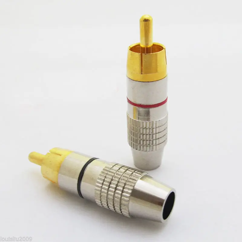 1 pair RCA Male Plug Audio Video Free Solder Screw Locking Cable Connector 6mm