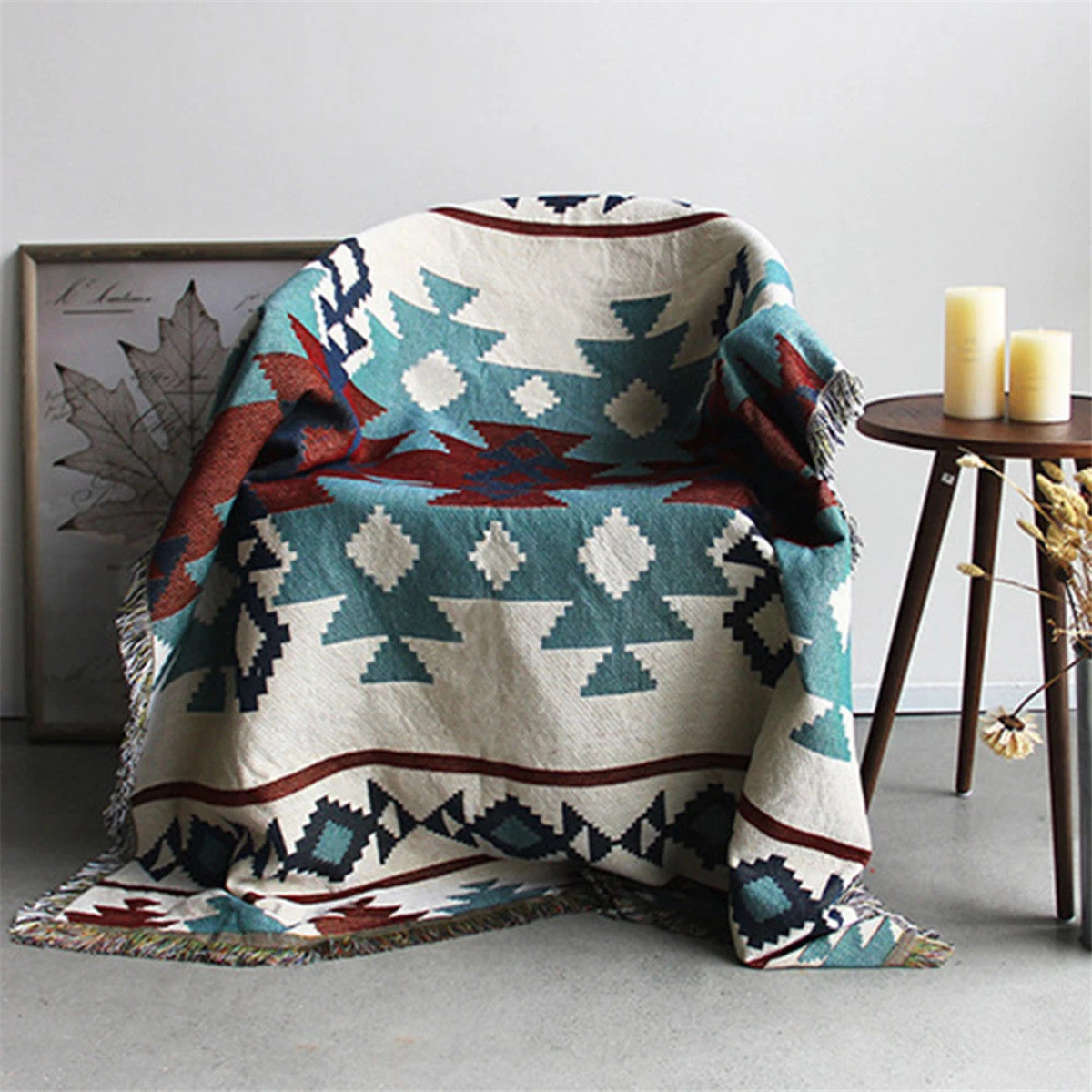 Geometric Tribal Ethnic Aztec Navajo Blanket Throw Rugs Sofa Mat