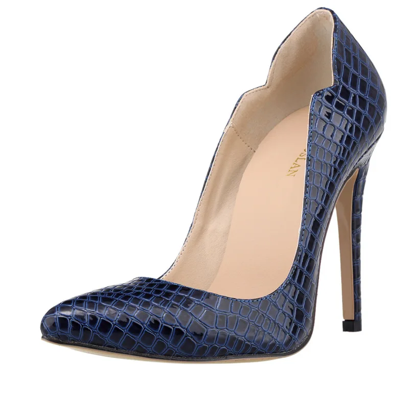 HOT Women Shoes Pointed Toe Pumps Wedding Party Dress Pointed Toe PU 11CM Thin High heels Slip On 2023 size 35-42 black blue