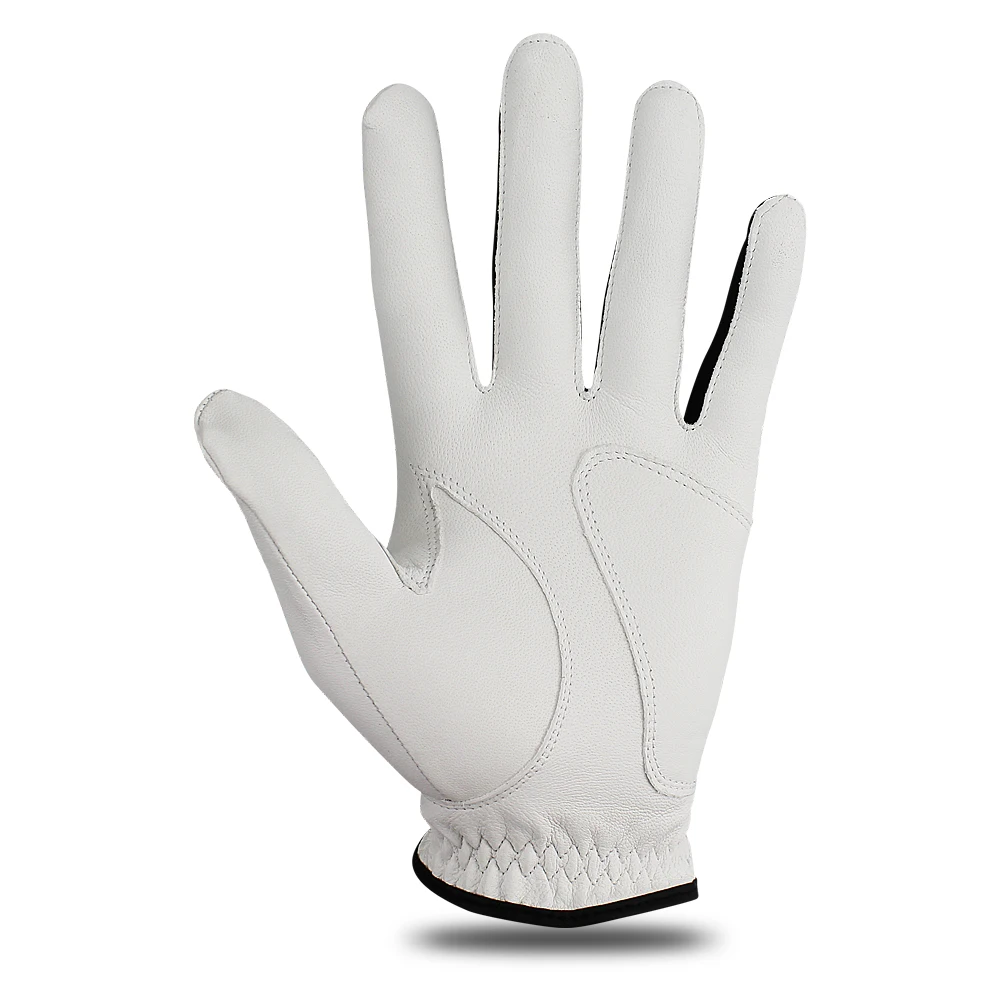 Sheepskin genuine leather Professional Golf Gloves For men white and black lycra Gloves Palm thickening Gift for golfer