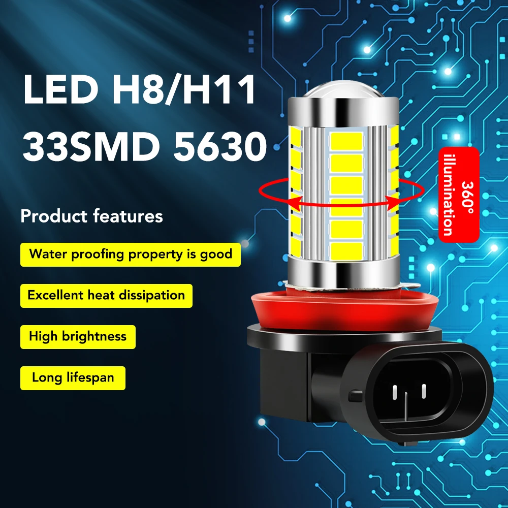 2pcs H8 H11 LED Car Bulbs Fog Lights for Volkswagen Vw Jetta Golf Passat B5 B6 Beetle Polo Bora Caddy MK5 Skoda