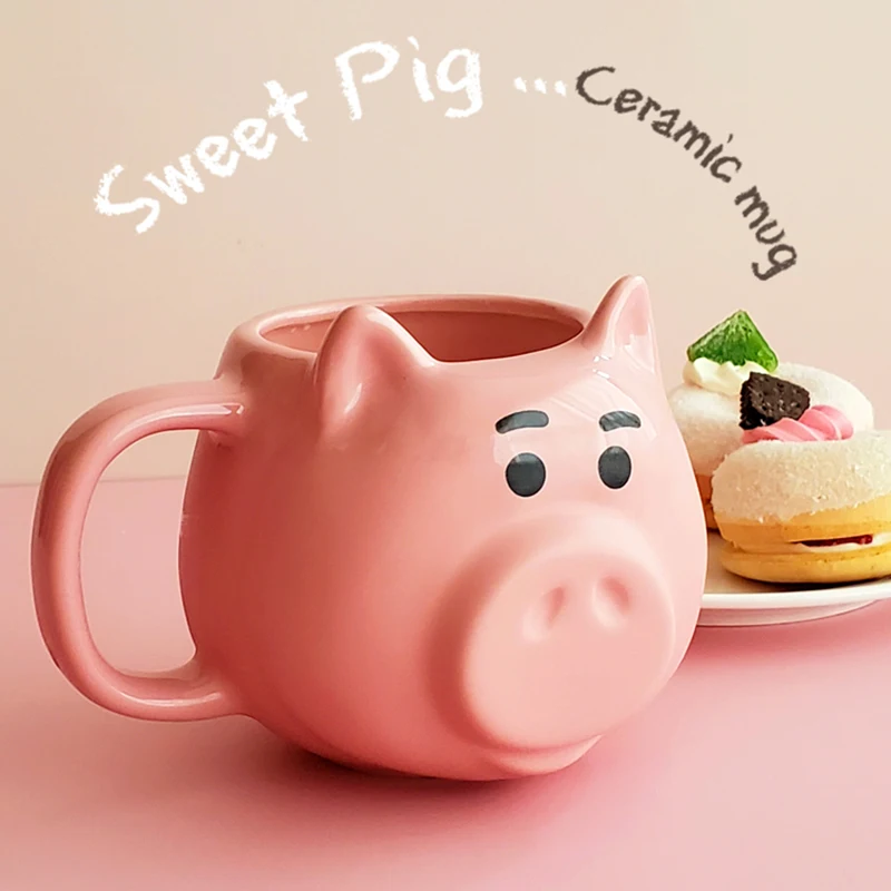 

Large Capacity 550ml Cartoons Pig Coffee Mug Microwave Heating Porcelain Cup Cute Teenage Milk Cups With Spoon Gift box For Gift