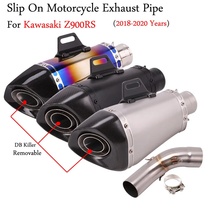 

Slip On Motorcycle Exhaust Modified Muffler Middle Link Pipe DB Killer Escape For Kawasaki Z900RS 2018-2020 Year Connection Tube