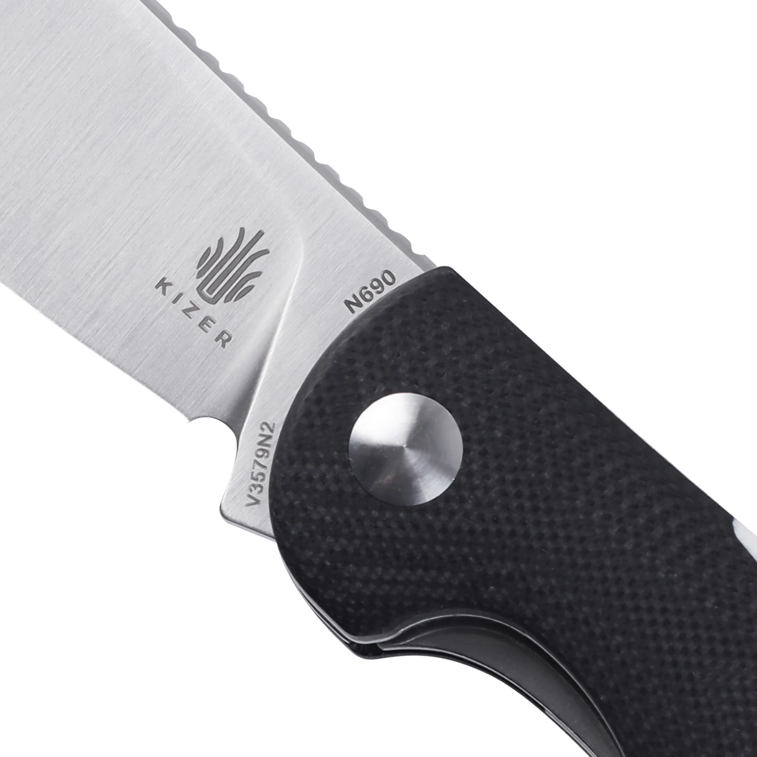 Kizer-cuchillo de caza Infinity V3579N2, mango G10 blanco y negro con hoja de acero N690 con apertura frontal, 2021