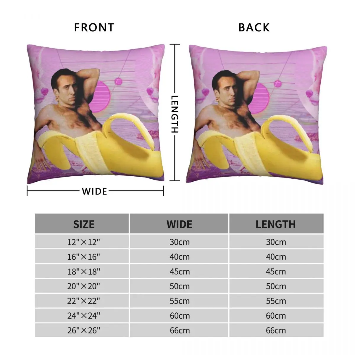 Nicholas Cage Banana Vaporwave Square Pillowcase Polyester Velvet Linen Printed Zip Decorative Sofa Seater Cushion Cover 45x45