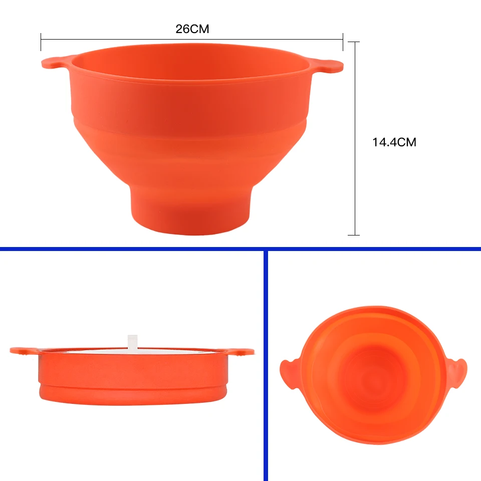 FINDKING high quality 290g DlY Collapsible Silicone Microwave Hot Air Popcorn Popper Bowl folding Silicone Popcorn maker