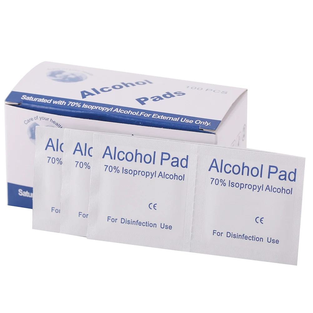 100Pcs/Box Alcohol Wet Wipe Disposable Prep Swap Pad Antiseptic Skin Cleaning Makeup Pad