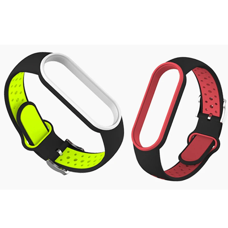 Belt For Xiaomi Mi Band 5 6 Two-color Silicone Bracelet Sport Breathable Strap For Miband 5 Miband7 Replacement Wristband