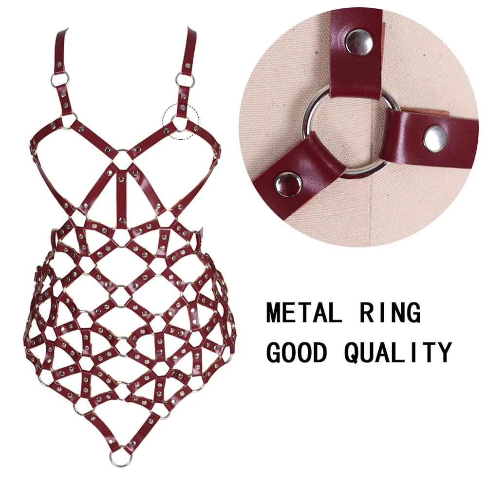 Sexy Lingerie Set Harajuku Harness Garters Punk Leather Women Body Bondage Cage Bra Sculpting Waist Straps Suspenders Belt