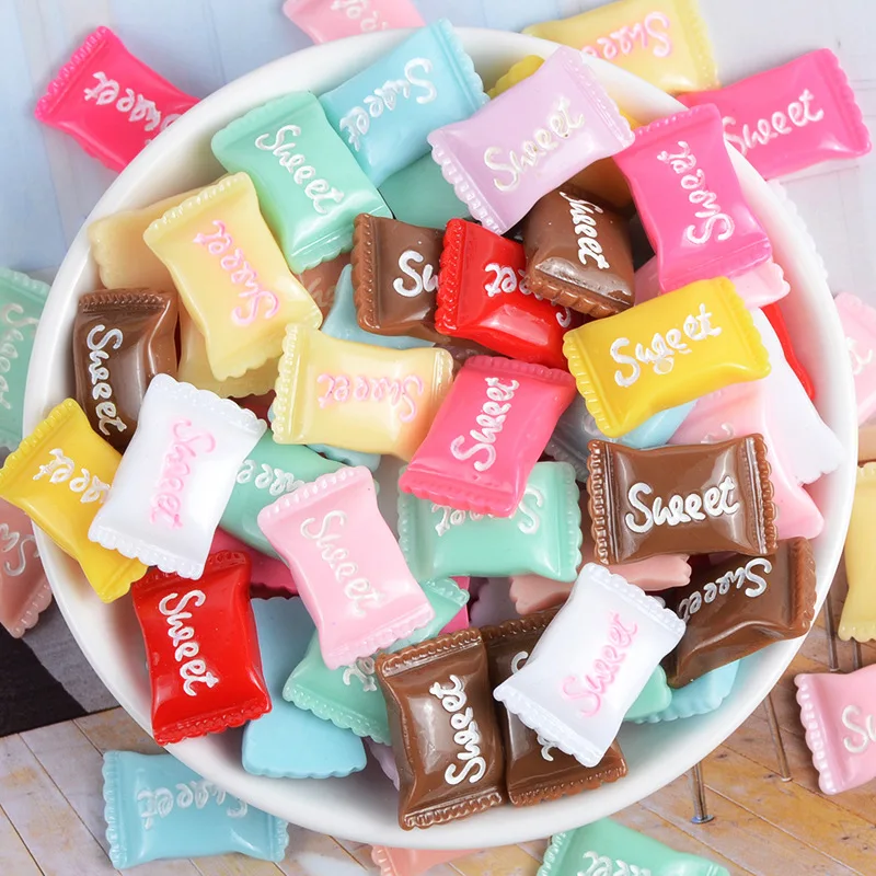 20/50/100Pcs Colored Candy Resin Ornament DIY Craft Phone Shell Patch Arts Decor Kids Hair pin Earring Food Toys Bake Accessorie