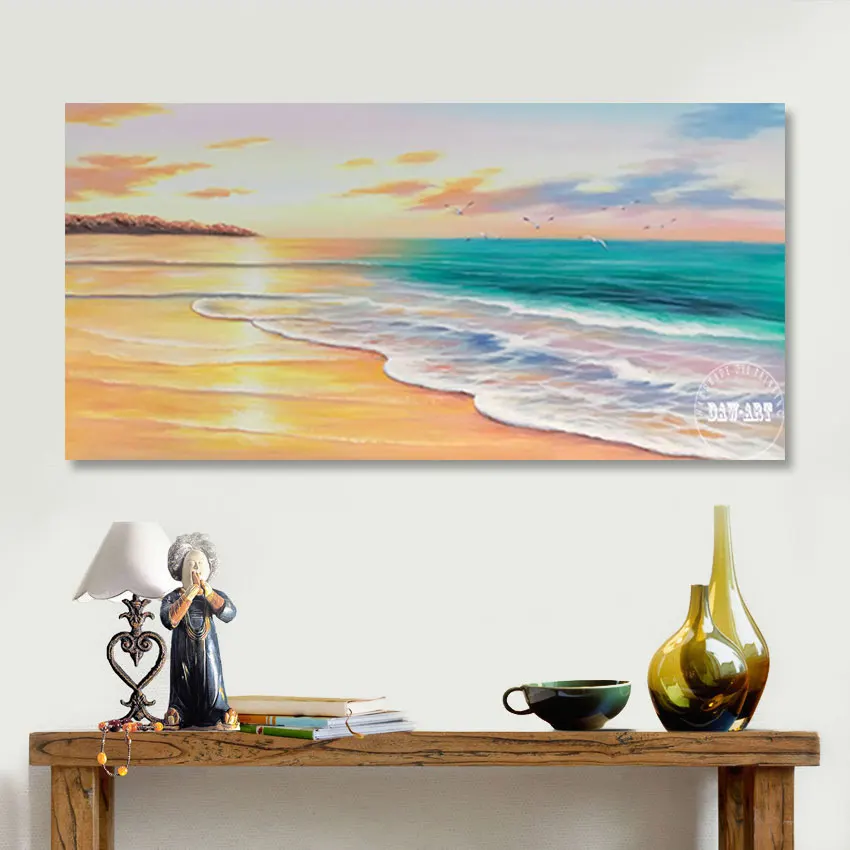 

Sunset Seascape Picture Abstract Beautiful Canvas Art Scenery Wall Hot Selling Frameless Decoration Acrylic Beach Oil Painting