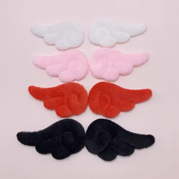 7*4Cm 40 stks/partij Pluche Vilt Angel Wing Gewatteerde Applicaties Voor DIY Kinderen Haar Clip En Sok hoed Accessoires