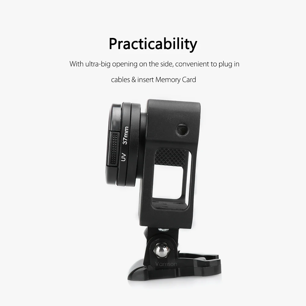 Vamson สำหรับ Gopro Hero 4อุปกรณ์เสริมอลูมิเนียมโลหะป้องกันกรณีกรอบ CNC + ฝาครอบเลนส์กรองสี5สี VP636