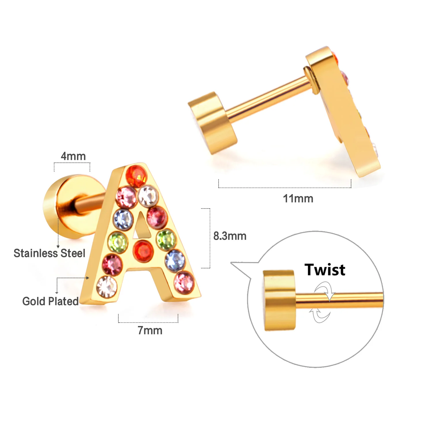 2023 Crystal Earrings for Women Letter Zircon Gold Silver color Fashion Jewelry accessories brinco Gift Wholesale