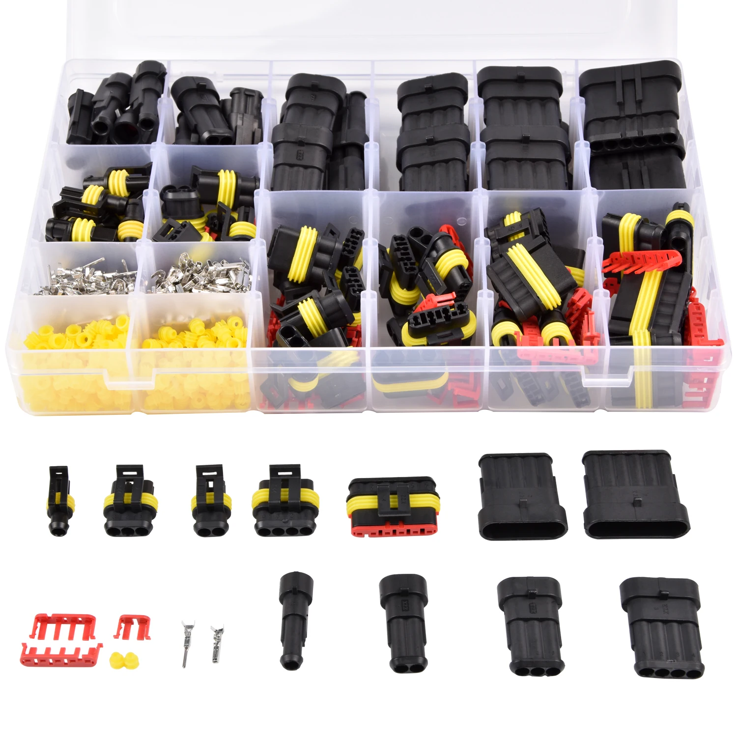 708Pcs 12V Waterproof Car Electrical Wire Connectors Terminals Assortment Kit Male and Female Terminal Connectors for Motorcycle