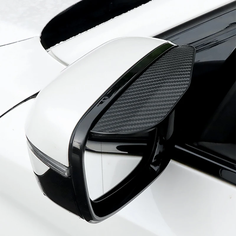 Car Rain Cover For Rearview Mirror Comes with 3M foam double-sided tape Car decoration carbon fiber PVC sticker 1 Pack of 2 Pcs