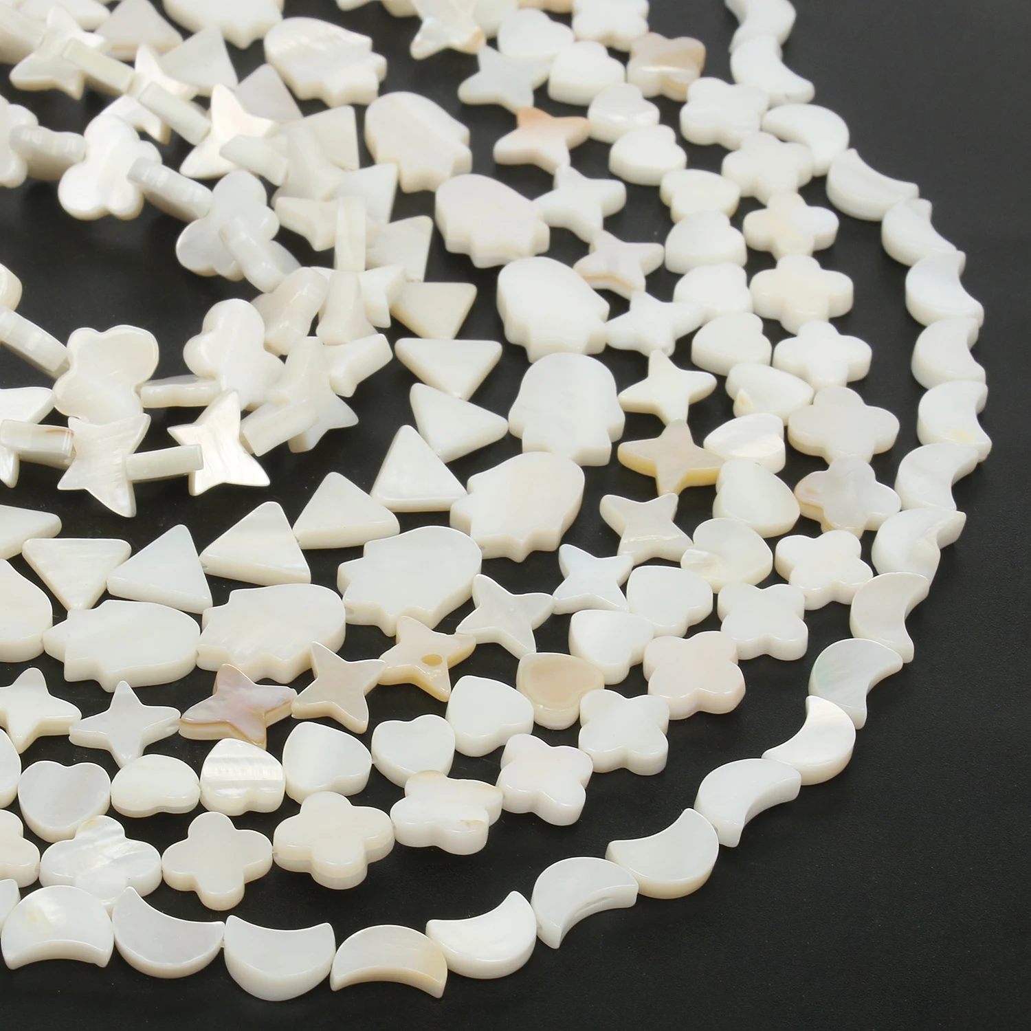 Natural White Shell Beads Mother of Pearl Star Cross Round Flat Loose Spacer Beads for Jewelry Making DIY Bracelet Necklace 15\