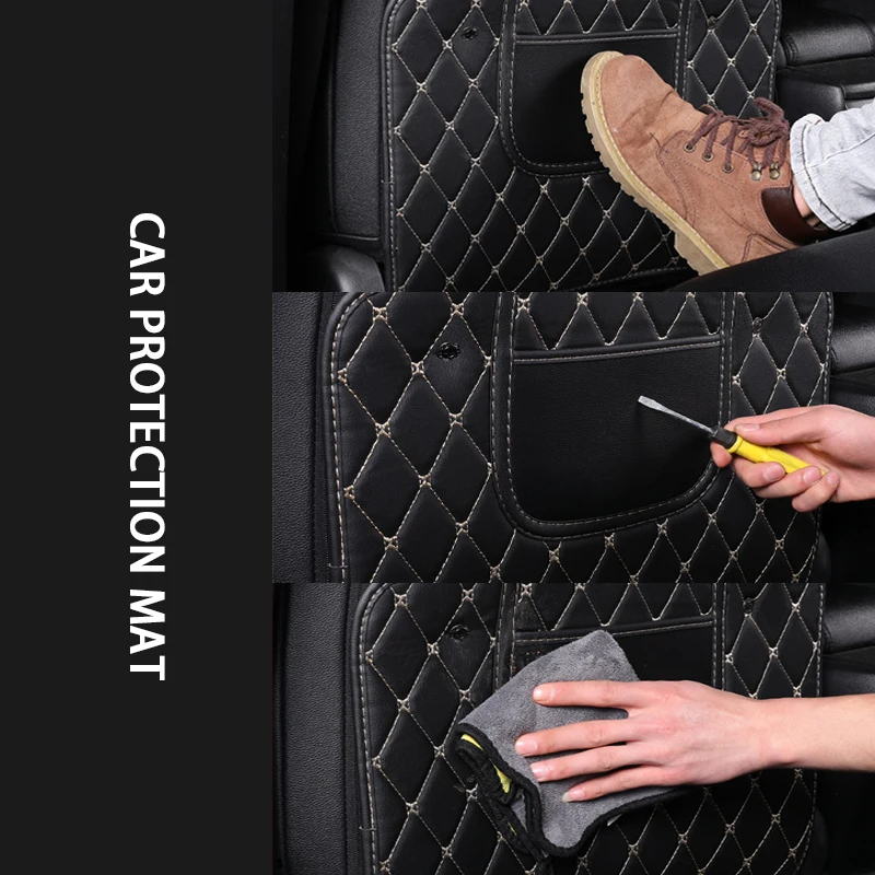 BLALION Car Seat Back Anti Kick Pad Leather Interior Anti Scratch Protector Cover Seat-Back Protective Pads Waterproof Accessory