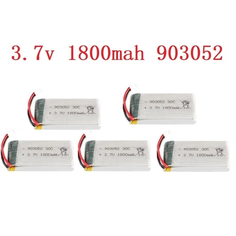 1/2/5/10PCS 3.7v 1800mAh Rechargeable Battery for SYMA X5SW X5 X5S X5C M18 H5P KY601S 903052 3.7v Lipo battery with XH2.54 Plug