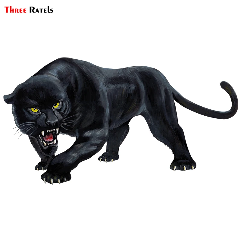 Three Ratels TRL570# 15X8cm animal sticker Black panther roaring  colorful funny car stickers  and decals auto styling removable