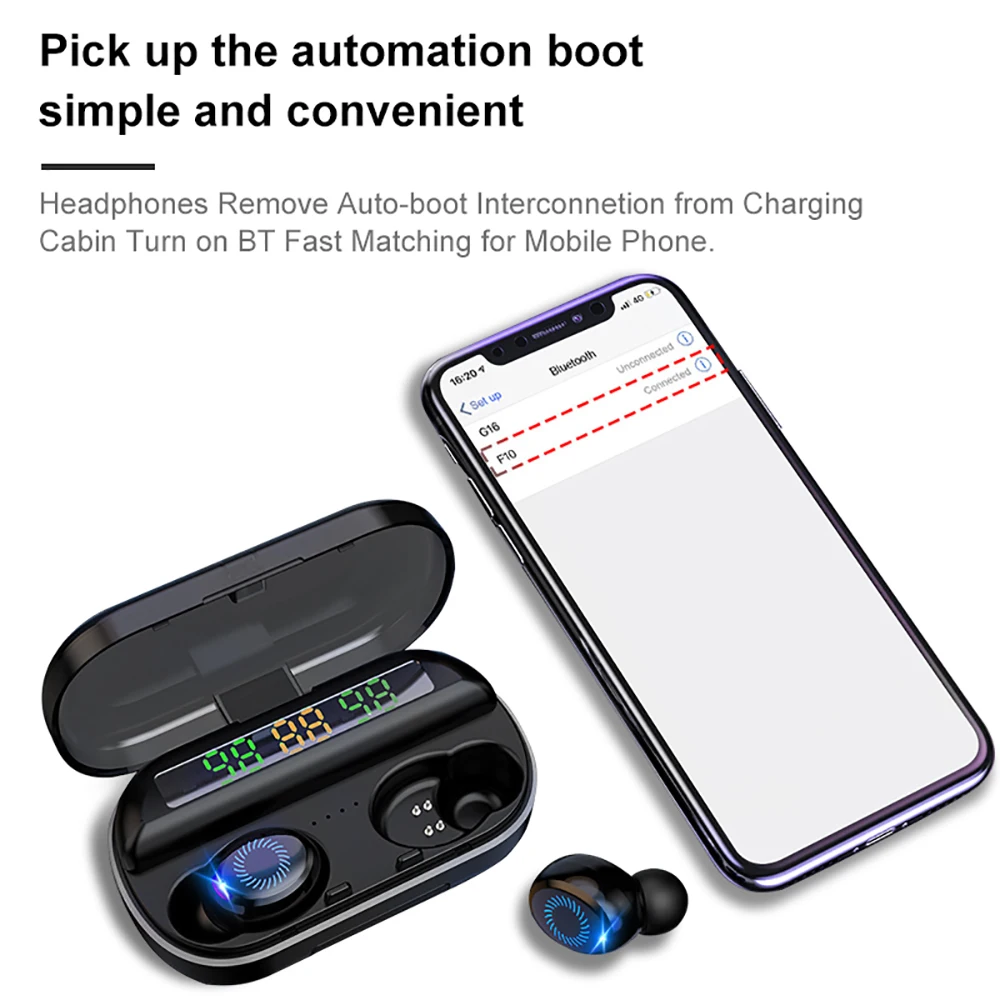 المحمولة سماعات أذن لاسلكية مزودة بتقنية البلوتوث 5.0 سماعات أذن TWS مع LED عرض 8D ستيريو الرياضة سماعات مقاومة للماء ل IOS الروبوت