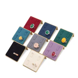 Bandeja de almacenamiento de joyas de terciopelo para mujer, soporte de anillo de Metal de alta calidad, estante organizador fresco, soporte de joyería colorido