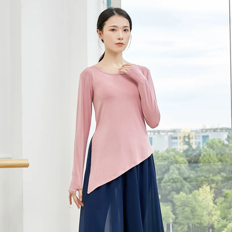 Professional Classical Dance Shirt Long Sleeve Women Modern Dance Basic Wear Comfortable Modal Top With Finger Hole Plus Size