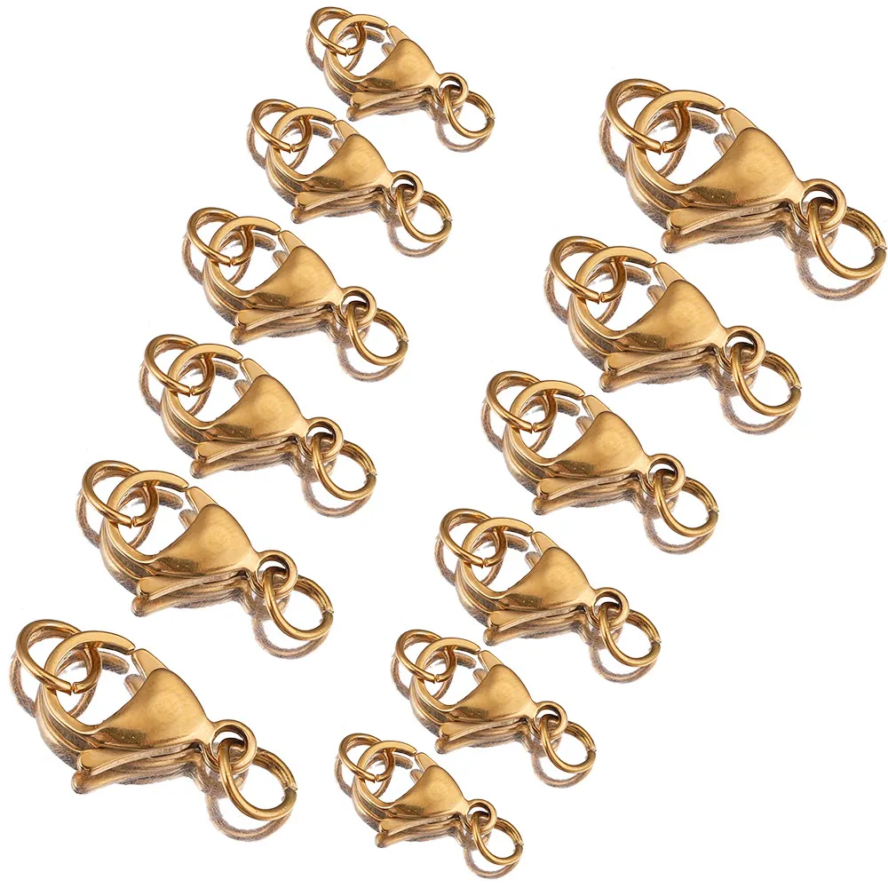 20Pcs Stainless Steel Gold with Jump Ring Lobster Clasps for Bracelet Necklace Chain Diy Jewelry Making Supplies Wholesale Items
