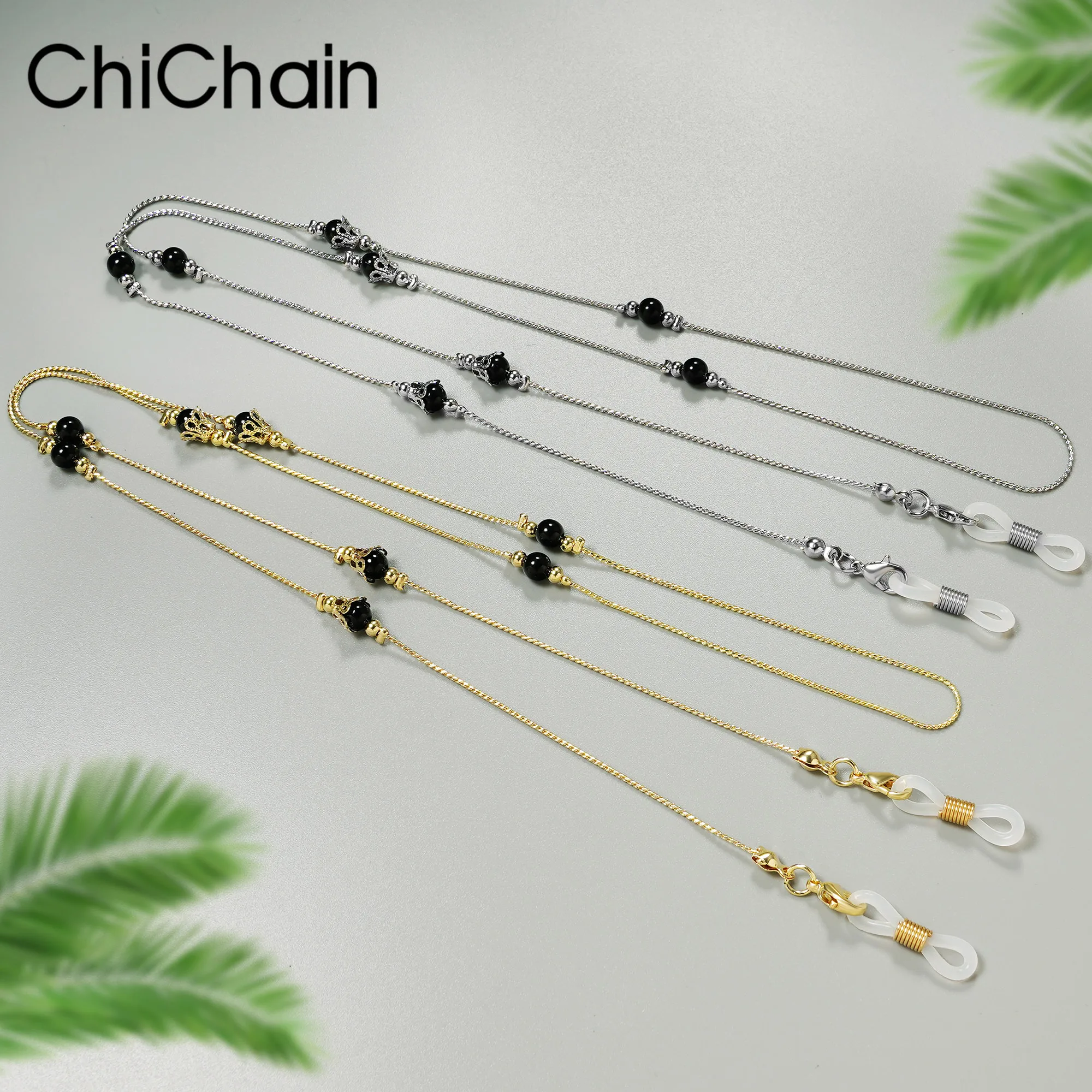 Glasses Chain Face Mask Holder Lanyard Adjustable Neck Chain Cord String Beaded Eyeglasses Chains Holder Anti Slip