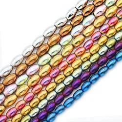 6/8MM Rice Grains Oval Hematite Blue,Green,Purple Natural Stone Spacer Loose Beads For Jewelry Making Diy Bracelet Necklace