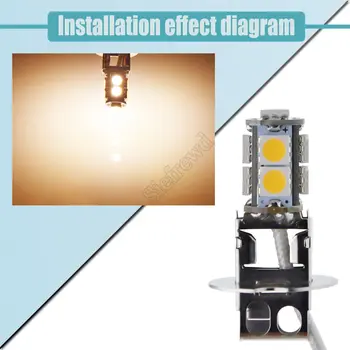 1/2 個 H3 LED 燈泡 5050 9SMD 暖白光,適用於汽車霧燈、日行燈、手電筒、頭燈 PK22S 6V 6伏直流 8 最佳銷售 6V H3 LED - №5