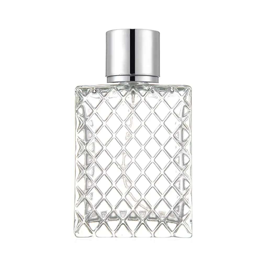 투명 유리 향수병 분무기, 블랙 스프레이 병, 크리스탈 투명 사각형, 100ml