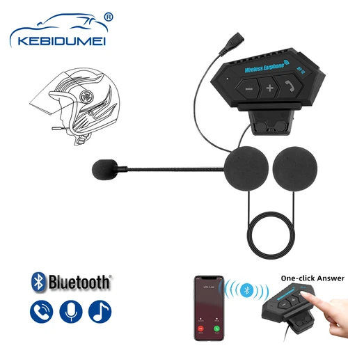 Kebidumei Bt-12 casco de motocicleta auriculares Bluetooth intercomunicador Moto bicicleta auricular inalámbrico con micrófono