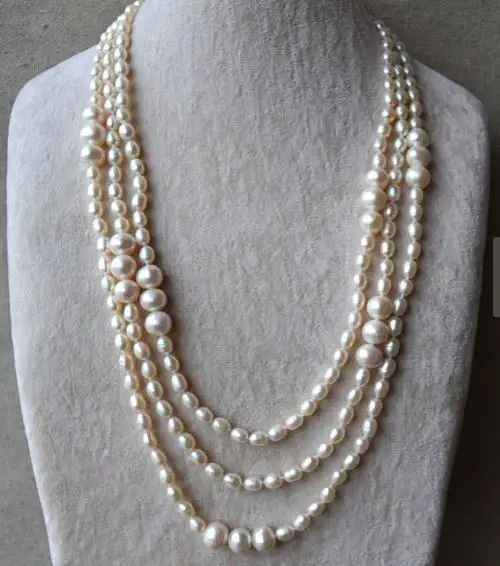 

Unique Favorite Pearl Necklace 71inches AA 6-11MM White Color Freshwater Pearl Long Necklace Handmade Fine Jewelry Women Gift