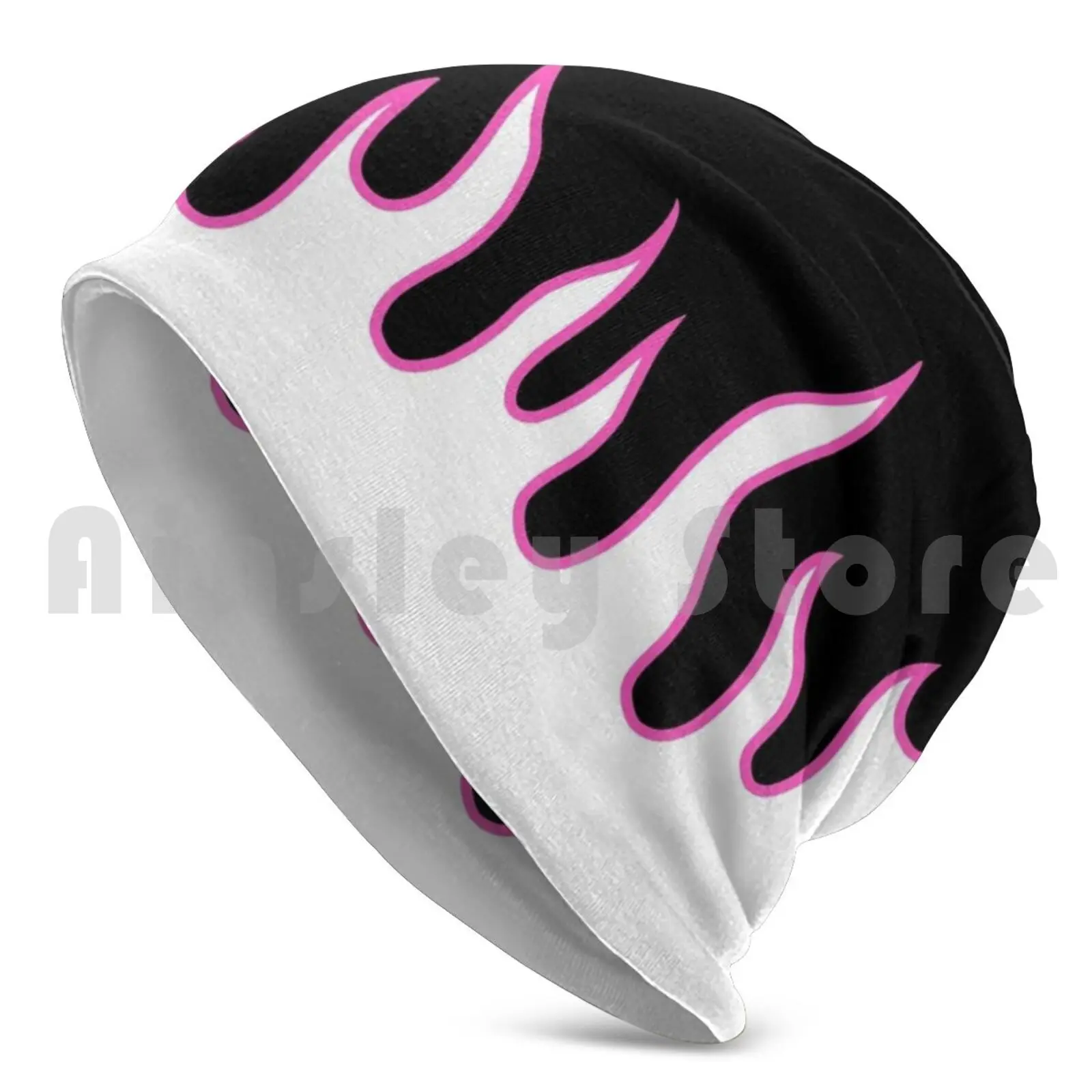 Pink Flames Beanie Hedging Cap DIY Print Cushion Flames Pink Pink Aesthetic Fire Cool And Roll Motorcycle Rider Bike Boke