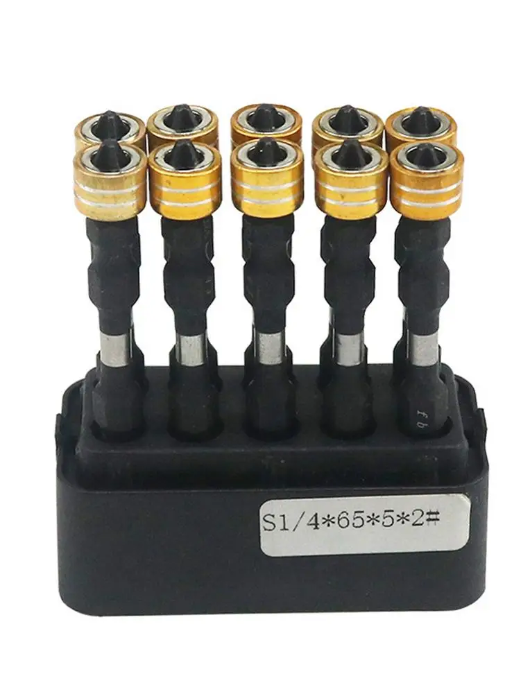 10PCS 1/4 Inch Hexagonal Shank with Magnetic Coil Screwdriver Bit Set Double-end Screwdriver Head Anti-slip