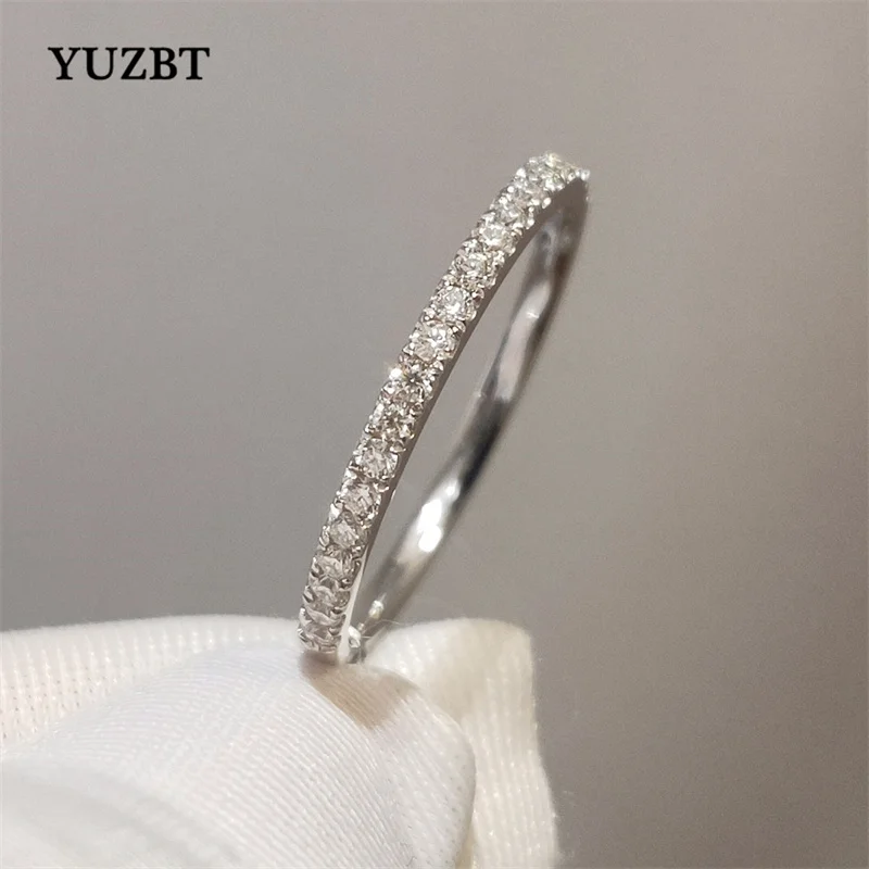 YUZBT 9K 10K White Gold Brilliant Cut 0.3 Carats Diamond Tester Past D Color Moissanite Engagement Ring Korean Style Jewelry