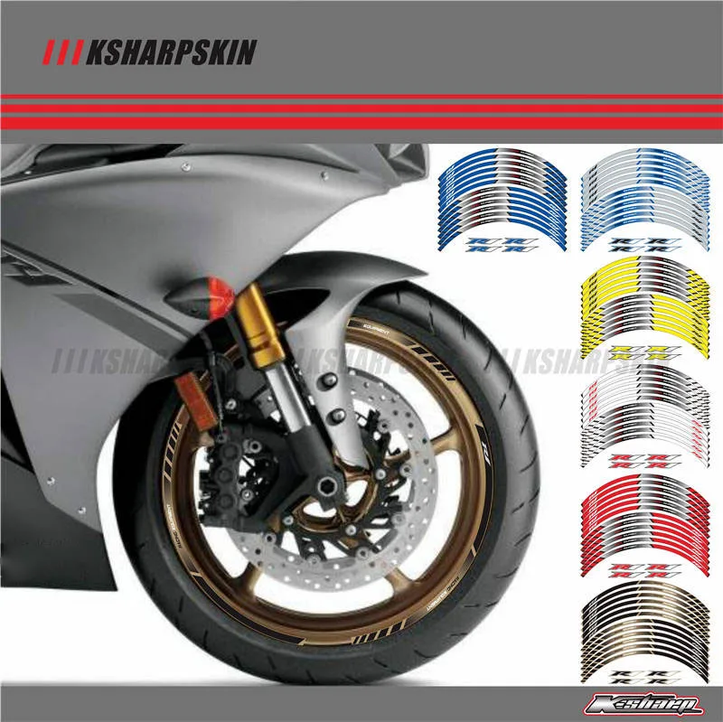 12 X Motorcycle decoration Thick Edge Outer Rim Sticker Stripe Wheel Decals For YAMAHA YZF R1  YZF-R1 r 1