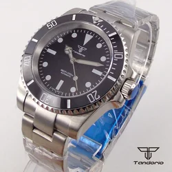 40mm Tandorio Black Dial NH35 Movt Steel Automatic Men's Diving Watch Mechanical Sapphire Crystal 20atm Luminous