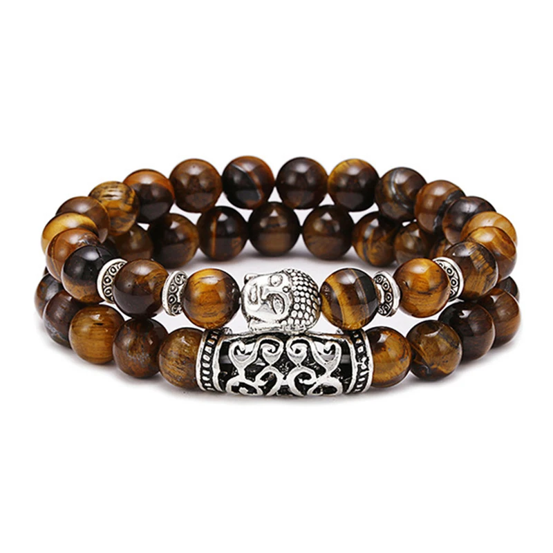 2pcs/Set Natural Stone Bracelet Men Vintage Ethnic Buddha Braclet Yoga Prayer Jewelry Paired Braslet Pulseras Hombre Bileklik