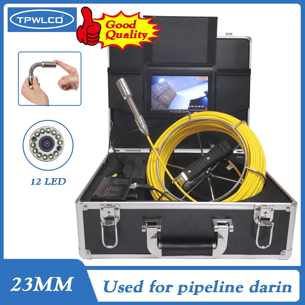 

Sewer Endoscope Video Camera For 7inch Monitor Waterproof Pipe Drain Inspection System 23mm 20m Hard Cable With 12pcs LEDS