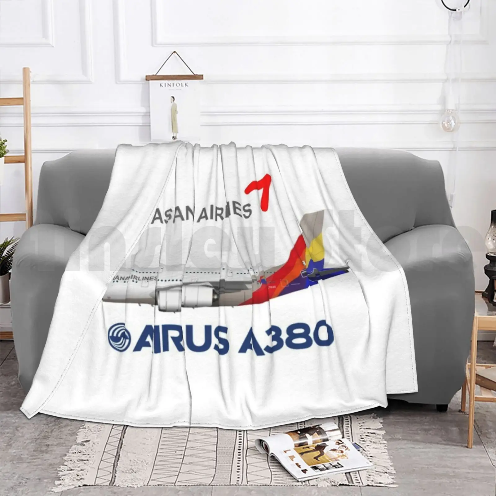 رسم توضيحي لآسيا ايرباص A380-نسخة بيضاء بطانية موضة مخصصة ايرباص A380 ايرباص A380 A380 ايرباص اسيوانا جنوب