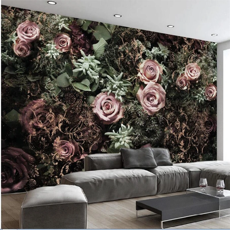 mural papel parede  Custom wallpaper  Scandinavian abstract floral rose with decorative background wall wallpaper for walls