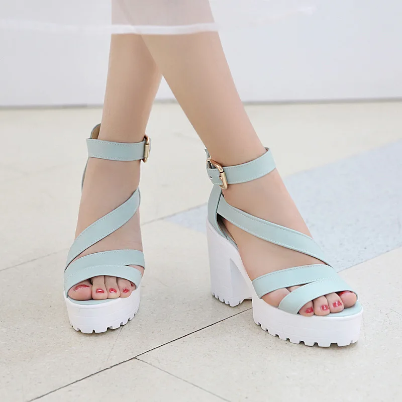 2021 Summer Buckle Luxury Sandals Comfort Shoes for Women Suit Female Beige Espadrilles Platform High Heels Fashion Black Closed