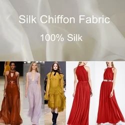 Chinese Mulberry Silk Chiffon Fabric Solid Color Smooth Breathable Summer Plain for Scarf Women Saree Shirt Kids