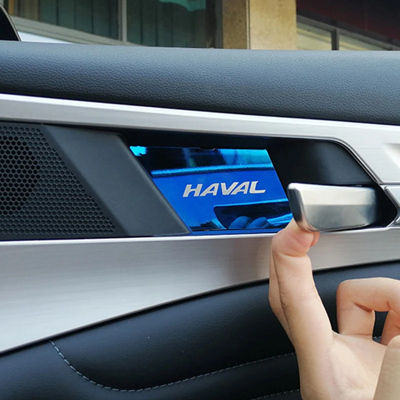 Car Interior Door Handle Bowl Trim Cover Sticker Decoration Control Panel Auto Accessories For Haval F7 F7x Stainless Steel