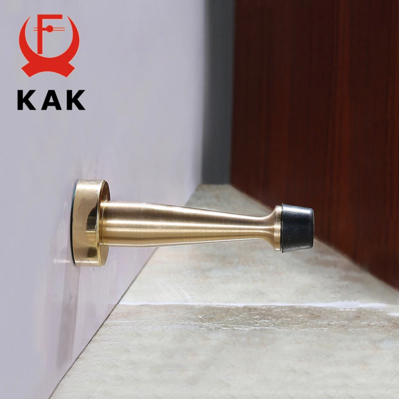 KAK Brass Door Stopper Bathroom Door Stop Heavy Duty Floor Wall Mount Bumper Non-magnetic Door Holder Catch Door Hardware