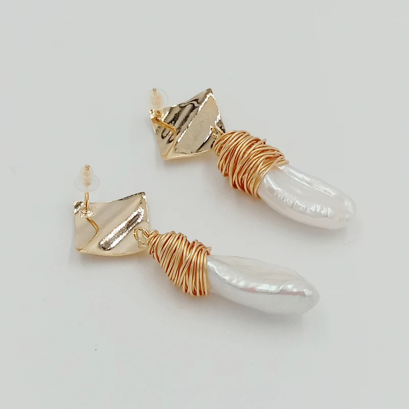 HIGH QUALITY PEARL EARRING,100% nature freshwater pearl earring ,AAA big baroque  pearl,biwa pearl 25 mm,925 silver hook