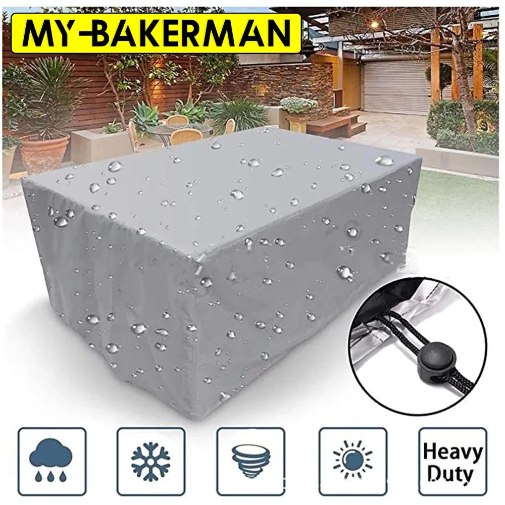 Waterproof Outdoor Terrace Garden Furniture Cover Rain and Snow Chair Cover Sofa Table and Chair Dust Cover with Bag