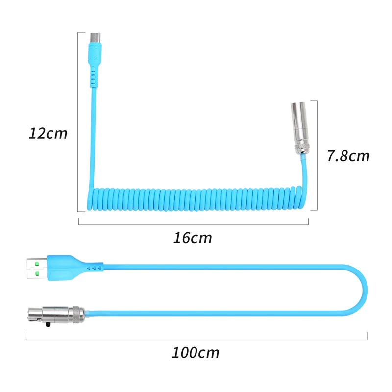 Customized DIY Aviation Plug Type-C Interface Data Cables Mechanical Keyboard Telescopic Spring High Elastic Lengthened